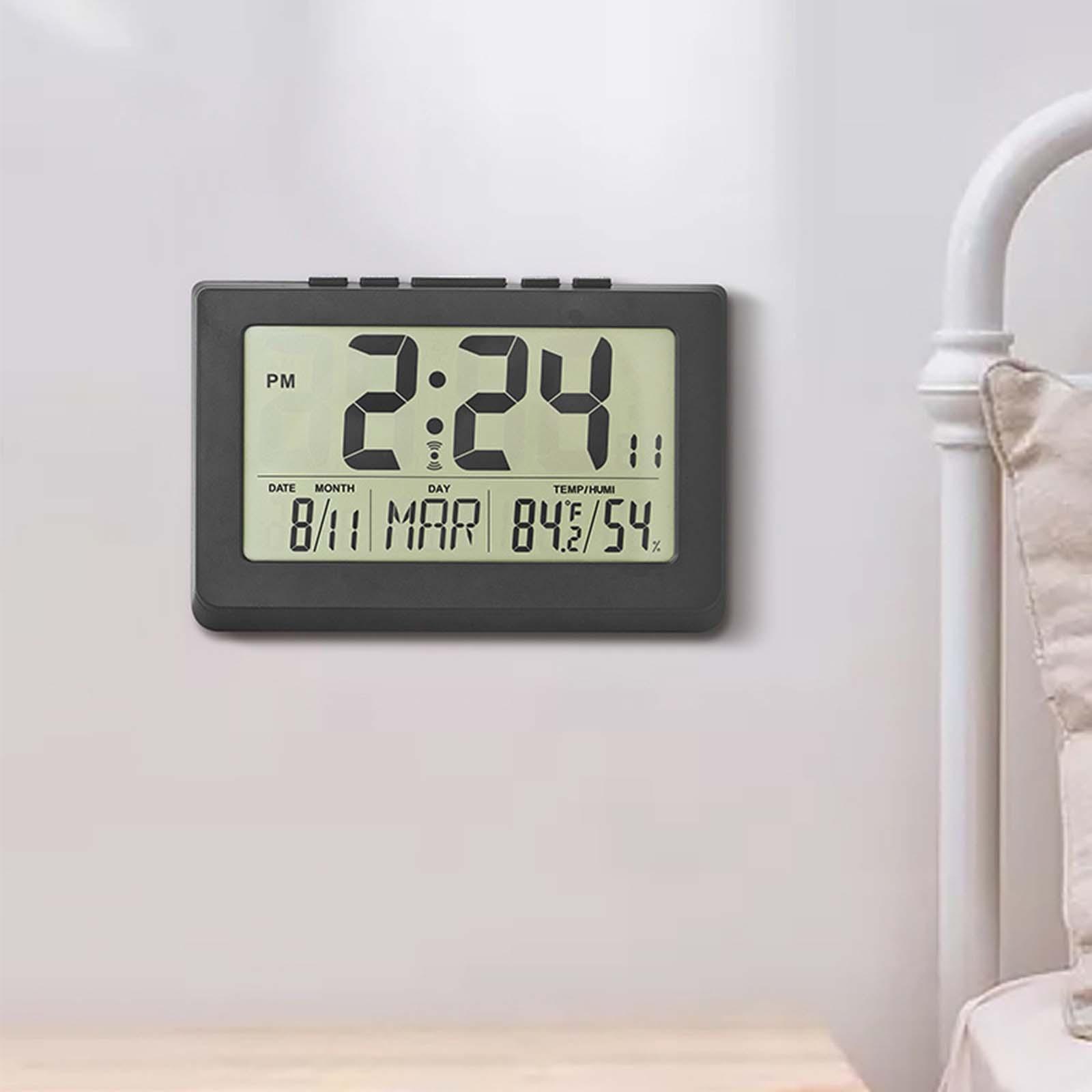 Multifunctional Digital Clock, Modern LCD Temperature Humidity Display Large Screen Wall Clocks for Shop Gift Bedroom Restaurant Decor