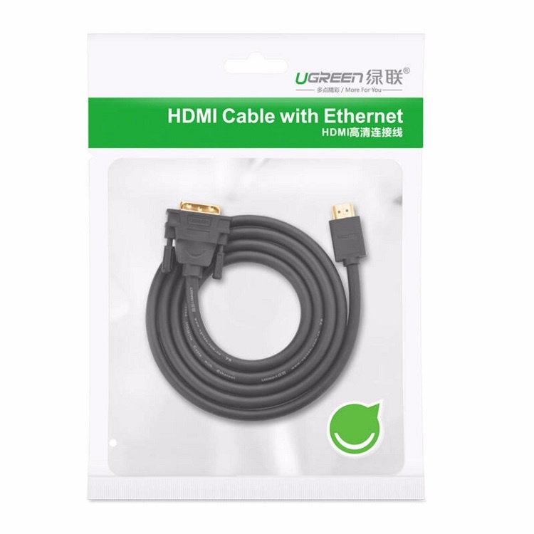 Cáp Chuyển đổi HDMI To DVI Dài 1,5m, 2m, 3m HD106 Ugreen đầu Ra Chuẩn DVI 24+1 Hàng Chính Hãng