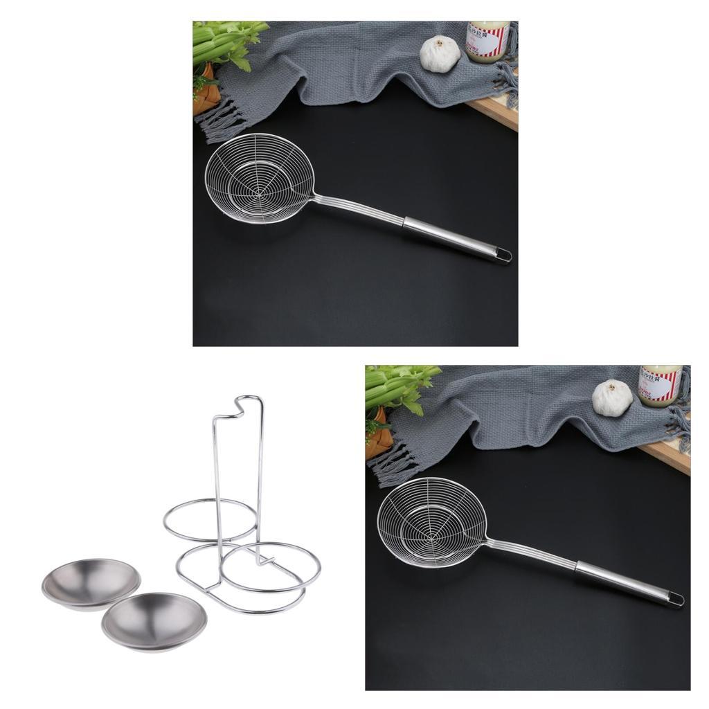 16cm&20cm Stainless Steel Skimmer Spider Fry Pasta + Spoon Holder