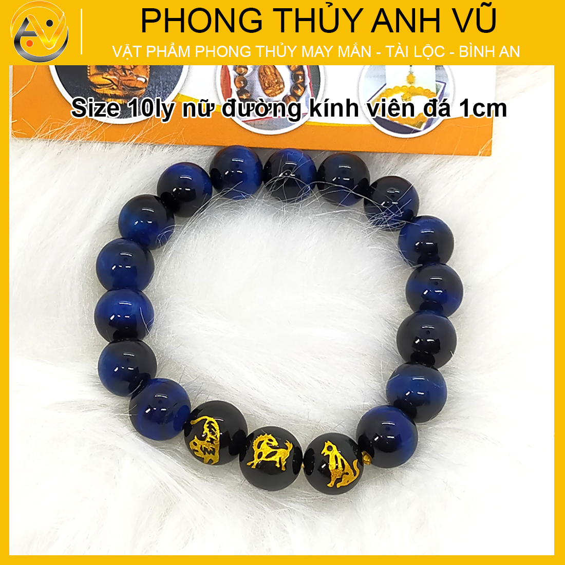 Vòng tam hợp dần ngọ tuất đã khai quang - chất liệu đá mắt hổ xanh dương tự nhiên - size 8 10 12ly cho nam nữ - may mắn tài lộc - Vòng Tam Hợp Anh Vũ