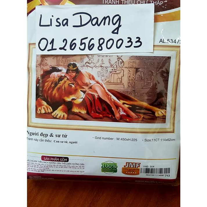 Tranh thêu CÔ GÁI VÀ SƯ TỬ -AL53472