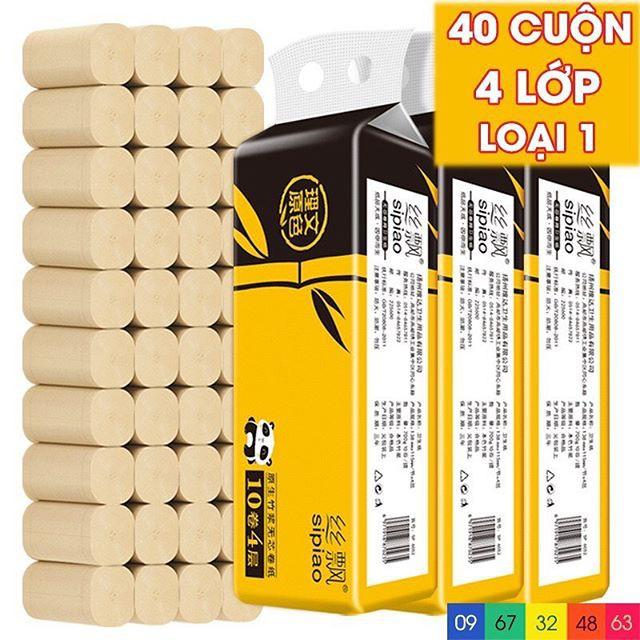 BỊCH GIẤY VỆ SINH GẤU TRÚC SIPIAO 40 CUỘN MẪU 2929 (4 DÂY X 10 CUỘN)