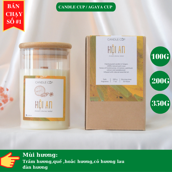 Nến thơm thảo mộc cổ kính AGAYA Candle Cup hương trầm hương,quế,hoắc hương,cỏ hương lau,đàn hương - MÙI HỘI AN