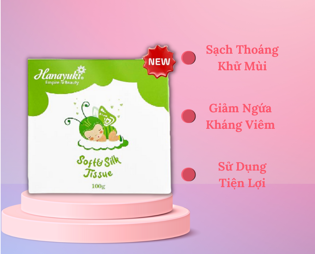 Giấy Vệ Sinh Phụ Khoa Hanayuki Chính Hãng Khăn Giấy Ướt Vệ Sinh Phụ Khoa Soft Silk Tissue 20 Miếng 100G