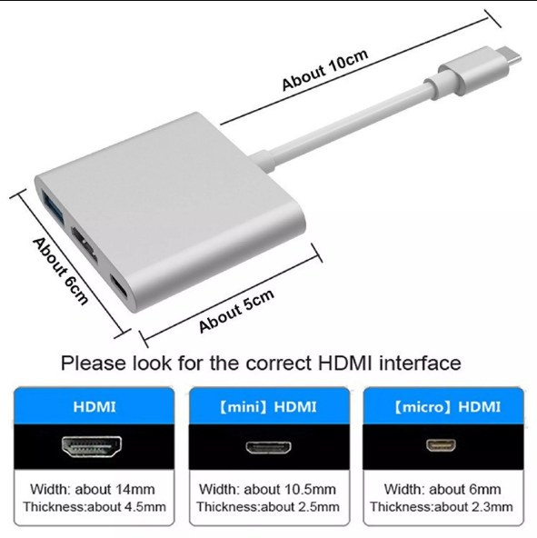Cáp chuyển đổi từ Type c sang HDMI kết nối tivi máy chiếu + USB 3.0 kết nối phím chuột... Cáp Typec to HDMI