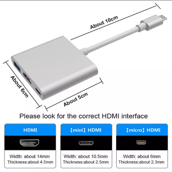 Usb Type-C To USB-C 4K HDMI USB 3.0, 3 trong 1, hỗ trợ Samsung MHL