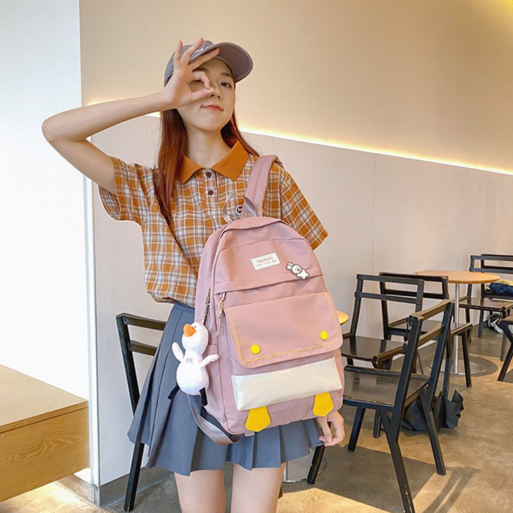 Balo nữ sinh vải mềm chống thấm nước hàng cao cấp siêu đẹp size 44cm -TẶNG KÈM GHIM GHIM CÀI SIÊU XINH