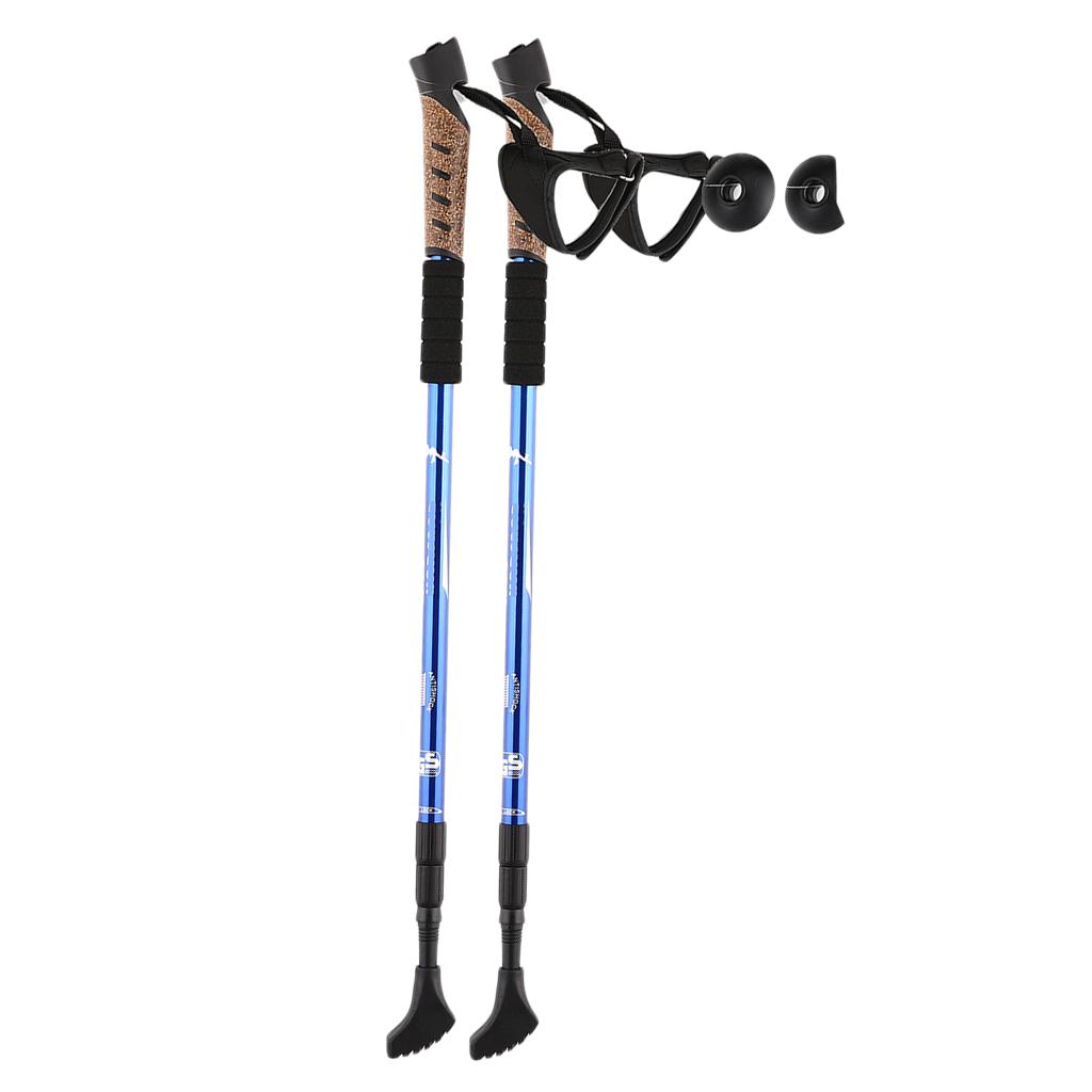 2pcs Folding Trekking Walking Hiking Sticks Poles Camping Cane Bag