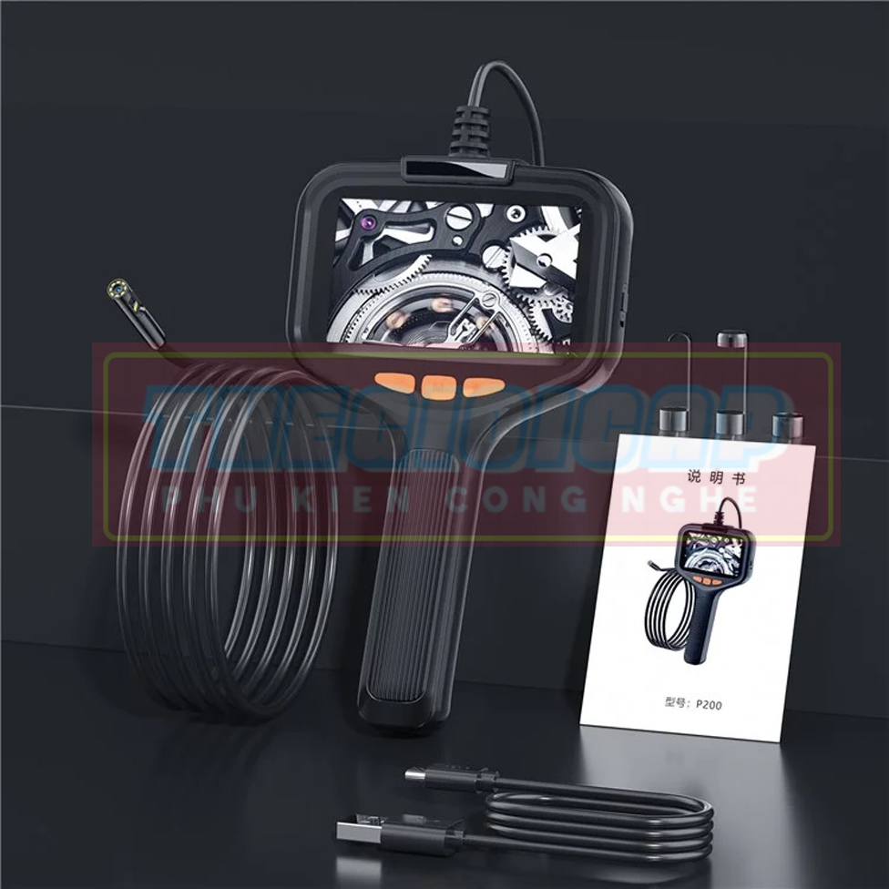 ROGTZ Camera Nội Soi Đường Ống Công Nghiệp Màn hình IPS 4,3 inch HD 1080P Đèn LED 2600mAh Dây Cứng P200 - Hàng Nhập Khẩu