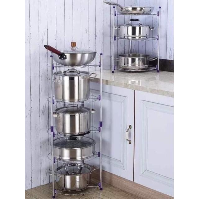 KỆ ĐỂ XOONG NỒI CHẢO 5 TẦNG INOX DÀY DẶN