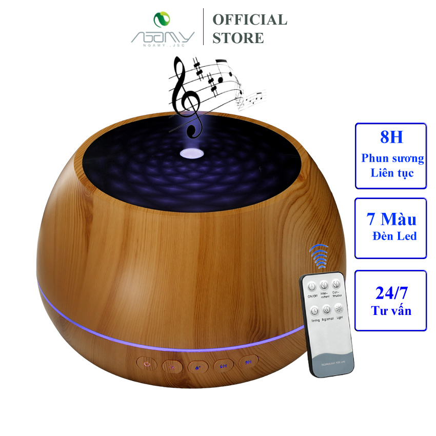 [Hàng Chính Hãng] Máy Xông Tinh Dầu Phun Sương Tạo Ẩm Loa Bluetooth Dung Tích 1000ml Có Điều Khiển , Chế Độ Hẹn Giờ 1h/3h/6h/on Đèn Led 7 Màu Phun Sương Tạo Âm Trong Phòng Điều Hòa