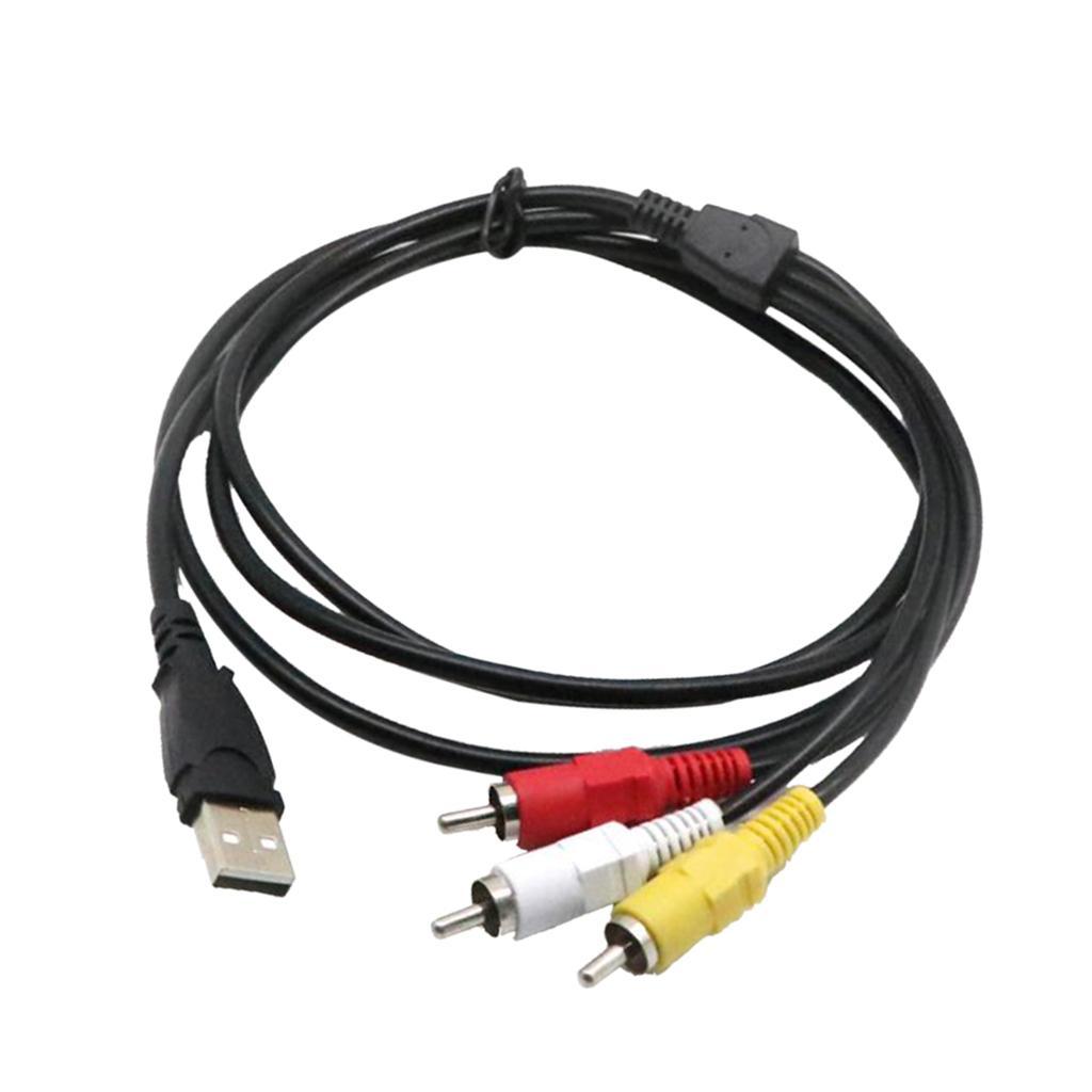USB Male to 3 RCA female + USB Male to 3 RCA male Cable