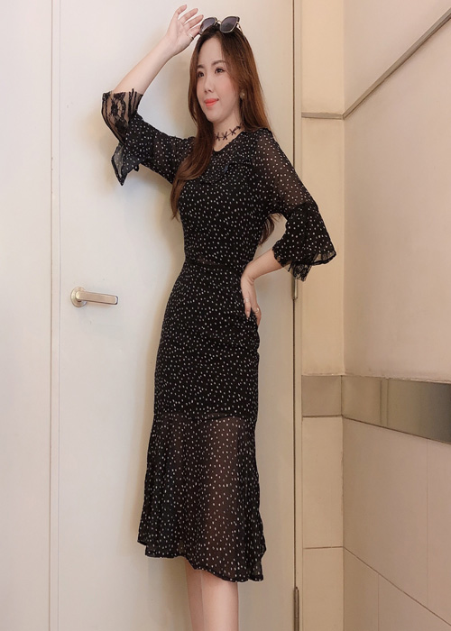 Đầm Bi Phối Ren Cá Tính DH030