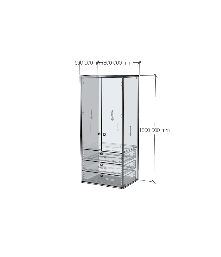 HAPPY FURNITURE , Gỗ tự nhiên , Tủ quần áo 2 cửa mở gỗ Plywood - SANARI , TCM_199 , 80cm x 59cm x 180cm DxRxC