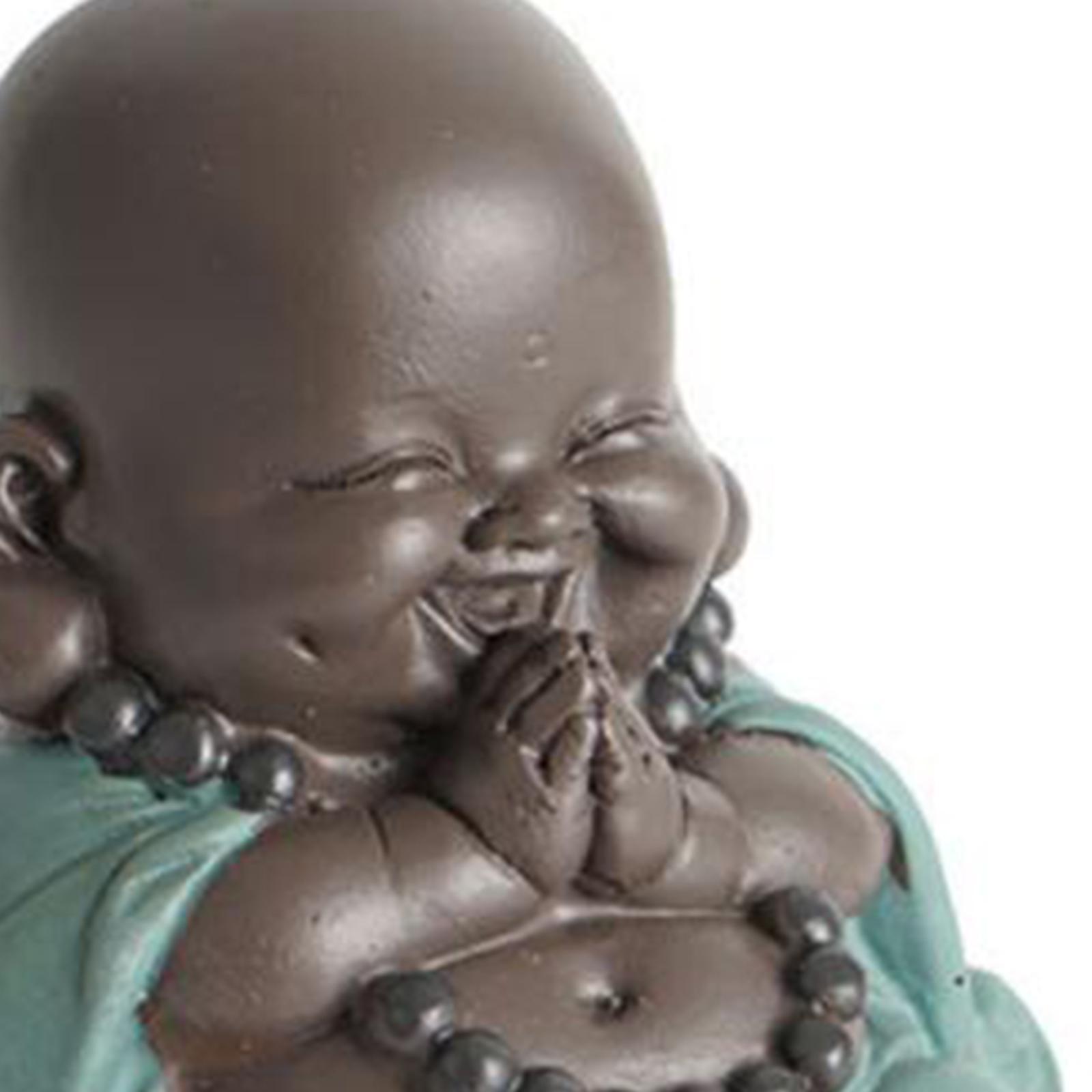 Cute Smiling Buddha Statue Handcrafts pet for Car Dashboard Shelf Decor