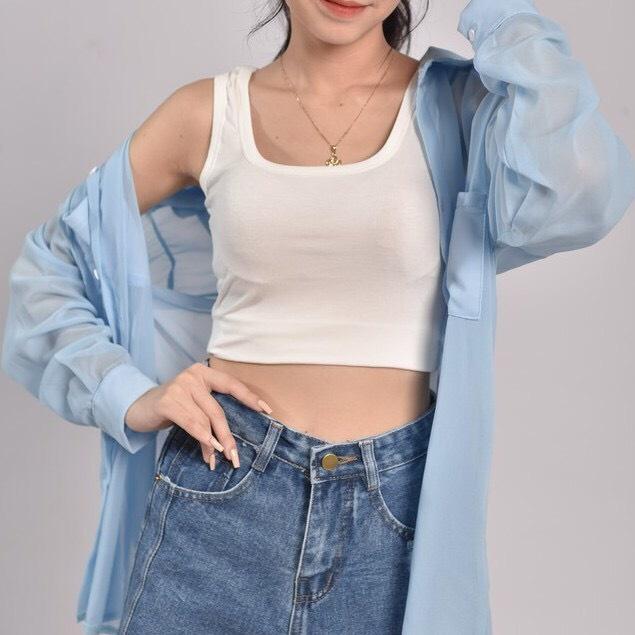 Áo sát nách nữ croptop ️iCotton️ 100% cotton form ôm tập gym chất đẹp