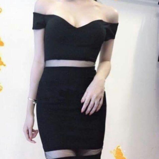 Đầm bẹt vai phối lưới sexy