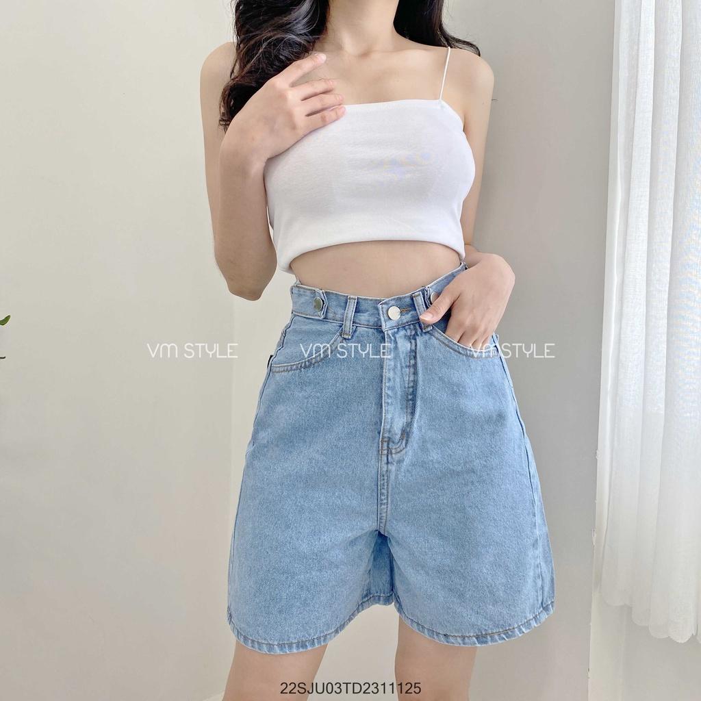 Quần short jean nữ VM STYLE bò lửng ống rộng cạp cao cá tính -064-22SJU03TD2311