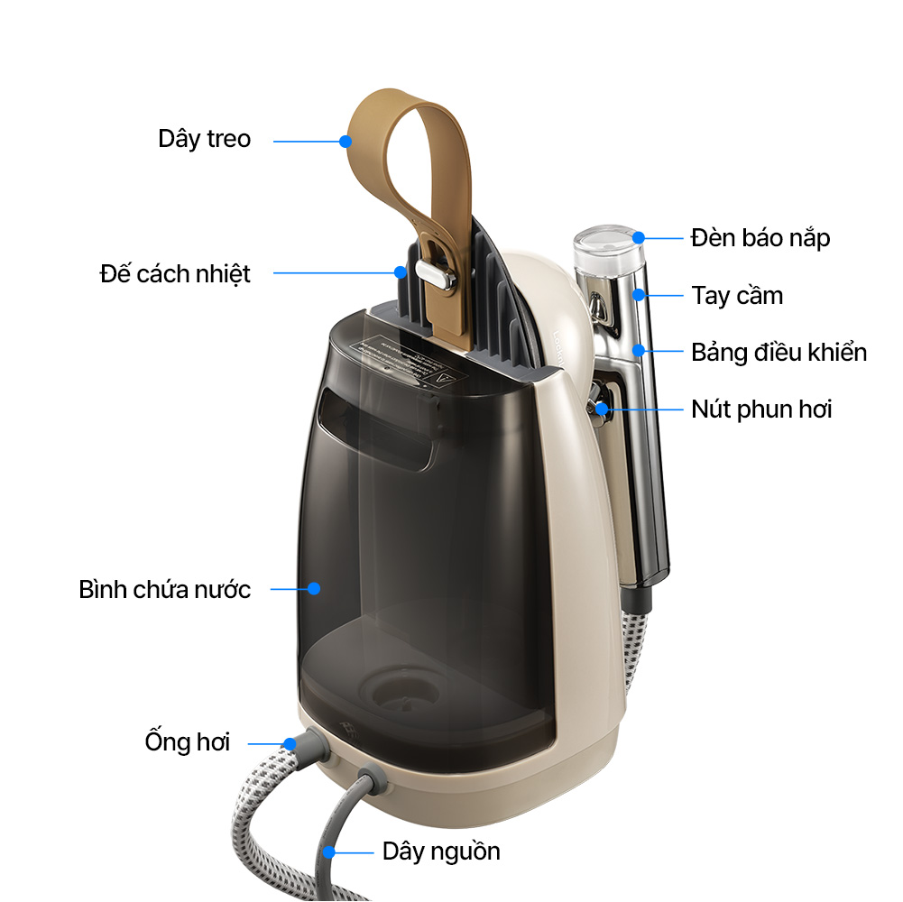 Bàn Ủi Hơi Nước LocknLock Garment Steamer ENI218IVY 1370-1630W, Hàng Chính Hãng, 800ml - JoyMall