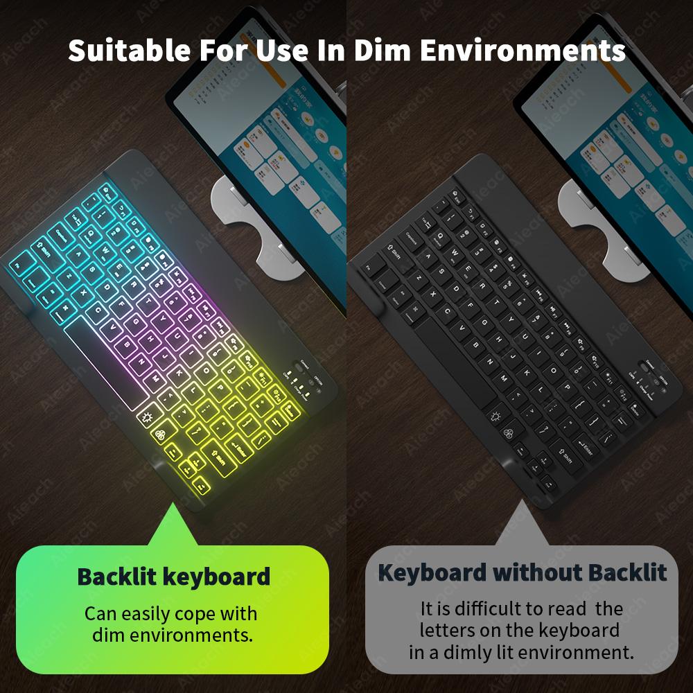 Dành Cho iPad Bàn Phím Có Đèn Nền Bàn Phím Không Dây Bluetooth-Tương Thích Cho Samsung Xiaomi Huawei Apple Điện Thoại Laptop Bàn Phím Máy Tính Bảng