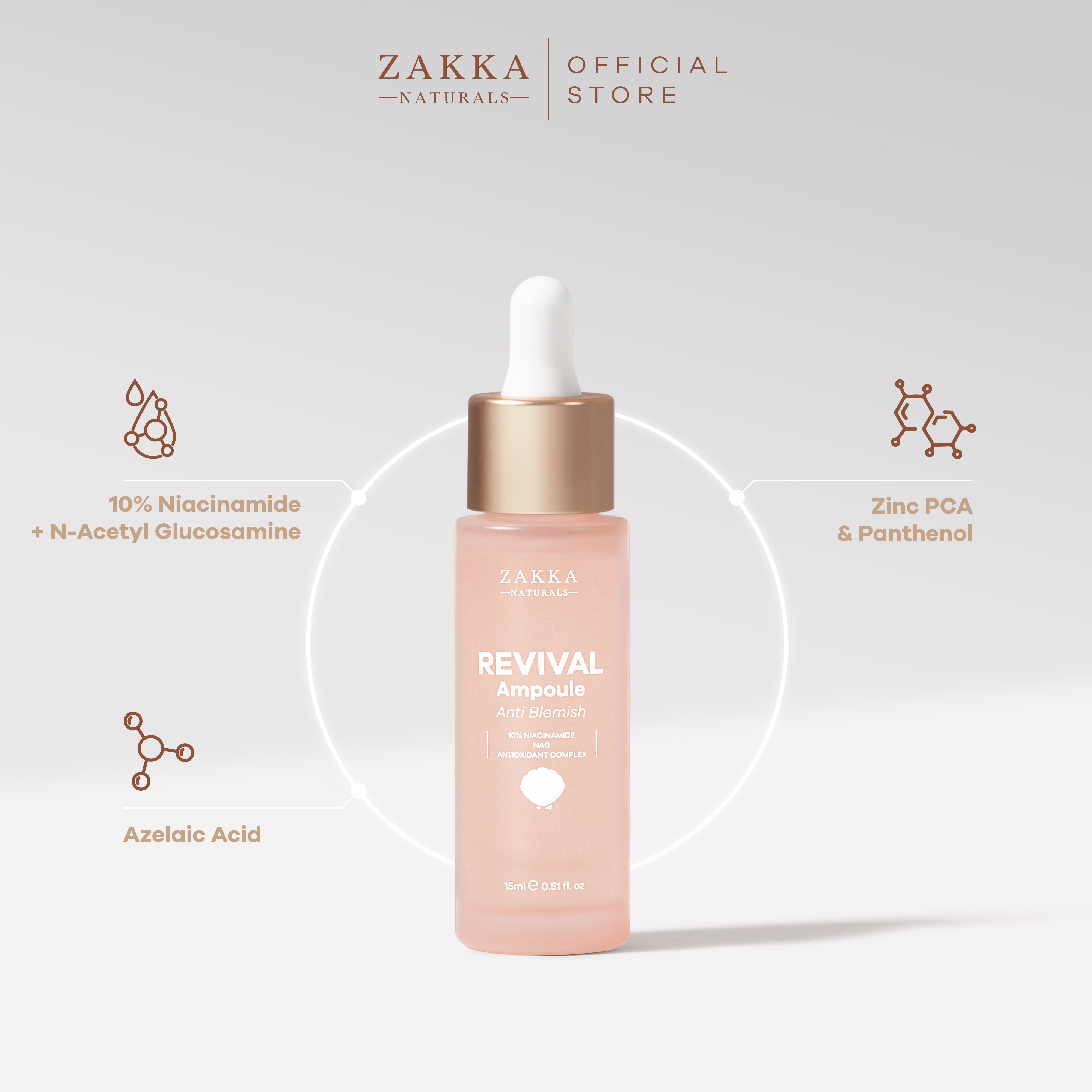 [MINISIZE] Tinh chất B3 Zakka Naturals Revival Ampoule Anti Blemish 10% Niacinamide + NAG 15ML