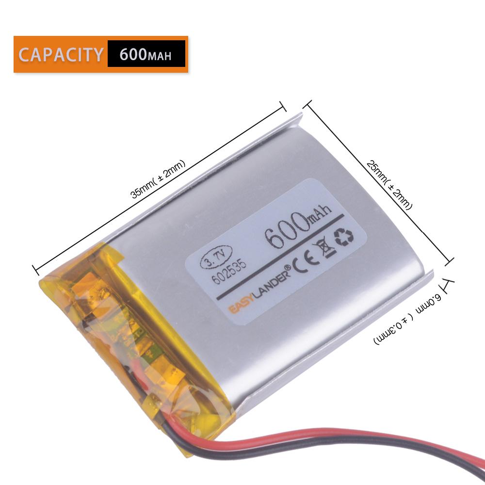 3.7V 600MAh 602535 Pin Sạc Li Polymer Cho MP3/MP4/Người Chơi Game Chuột GPS Loa 062535 DOD LS460W