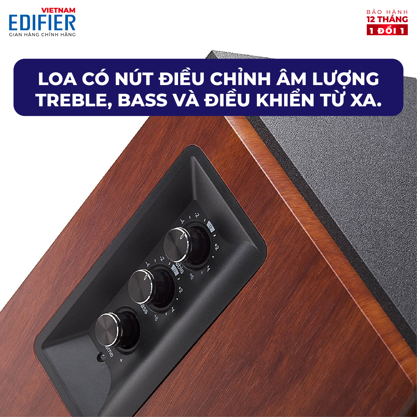 Bộ loa không dây Bluetooth EDIFIER 2.0 R1700BT -  Hỗ trợ cổng cắm RCA - Có remote điều khiển - Vỏ gỗ chống dội âm - Hàng chính hãng