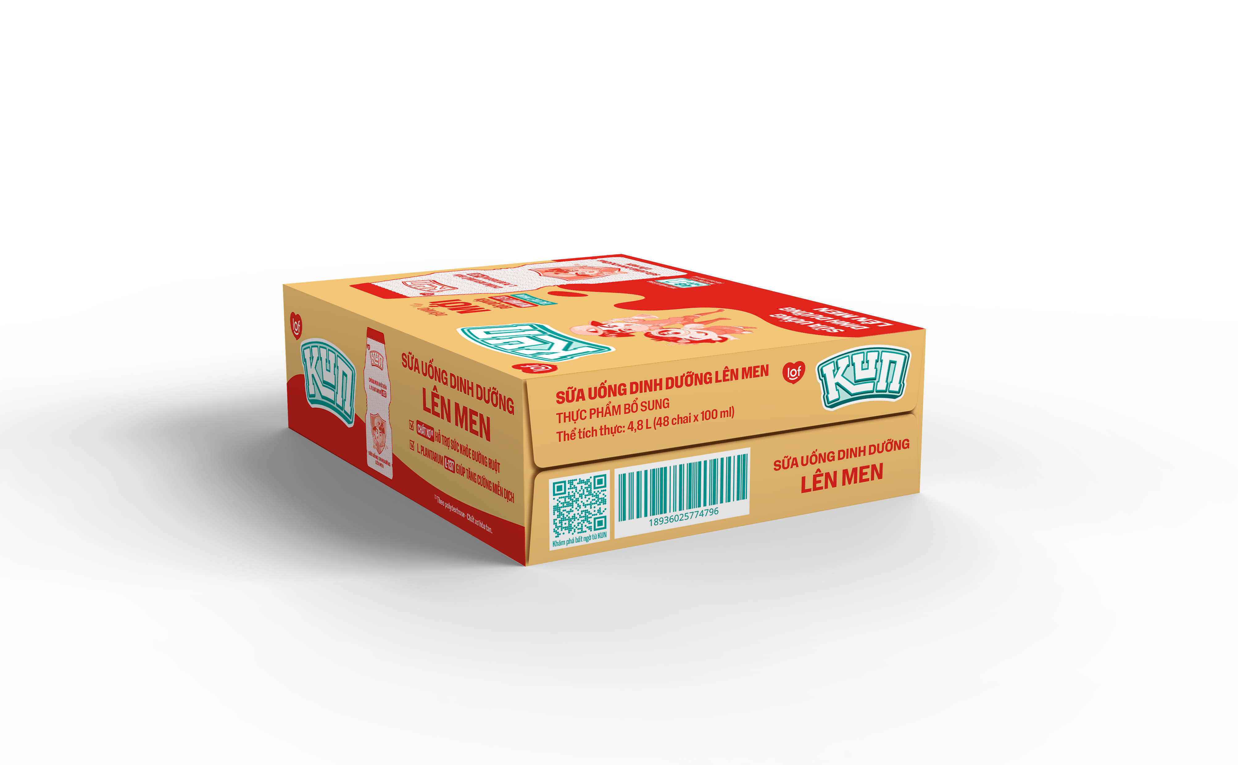 Thùng 48 chai Sữa chua uống KUN dinh dưỡng lên men Có đường 100ml