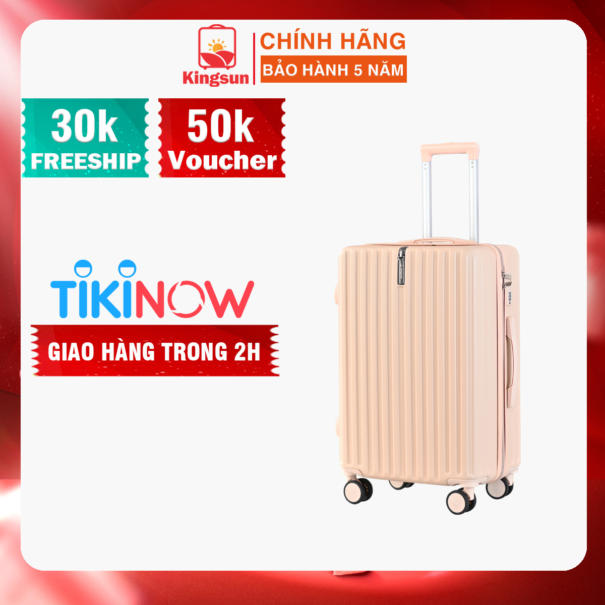 Hình ảnh Vali kéo du lịch cao cấp bảo hành chính hãng Size 24inch- KS 219 - Hồng nhạt