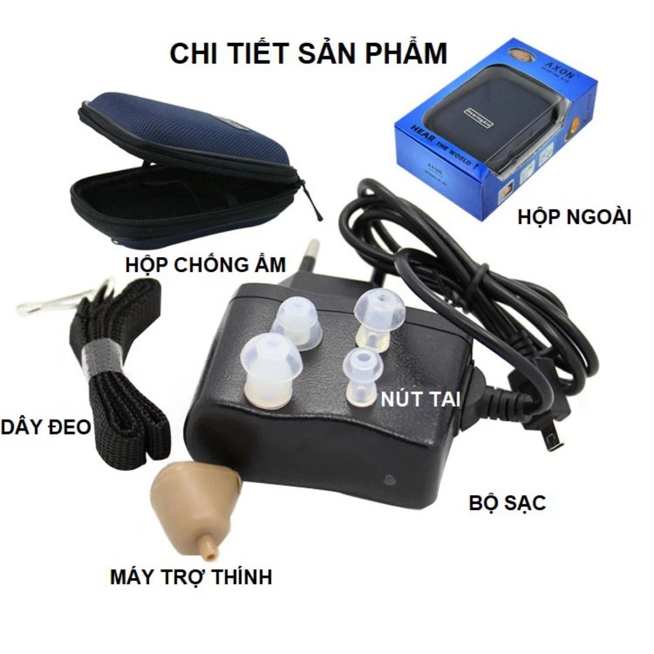 Máy Trợ Thínjh Không Dây AXON Sạc Pin – Dùng Cho Người Già, Nghe Rõ, Gía Tốt, đèn trang trí