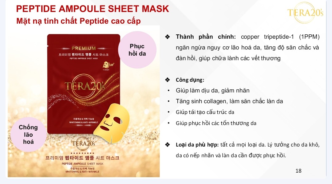 Combo 2 mặt nạ tinh chất Ampoule TERA20's cao cấp cấp ẩm cho da