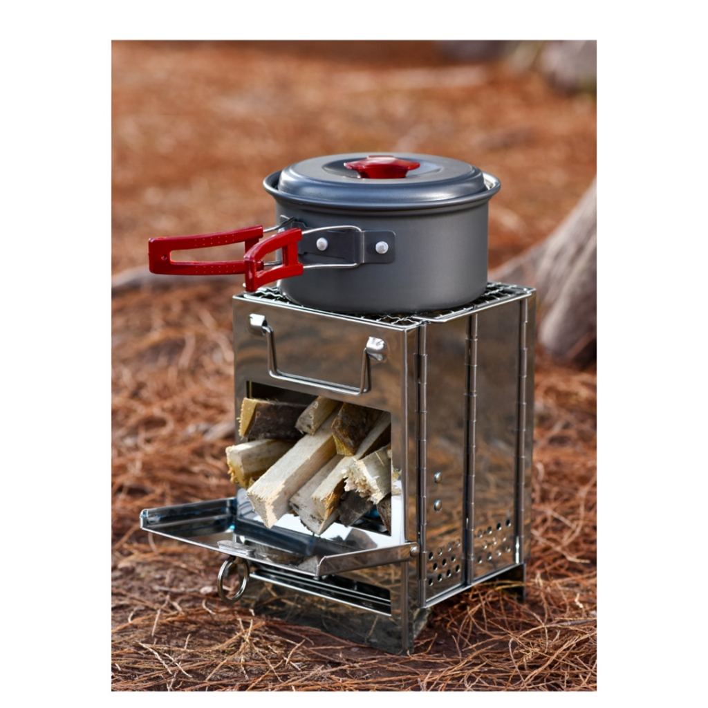 Bếp Củi Gấp Di Động Thiết Bị Cắm Trại Bàn Củi Inox Bếp Củi Nấu Nước Bếp Nướng Mini  Đi Dã Ngoại , Du Lịch Phượt , Cắm Trại Gấp Siêu Gọn