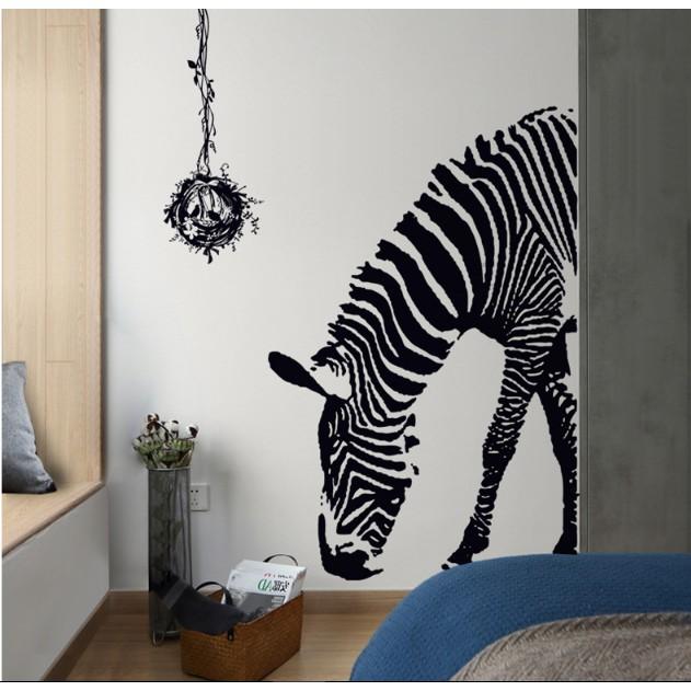 Decal trang trí tường - Ngựa Vằn Đen tinh tế