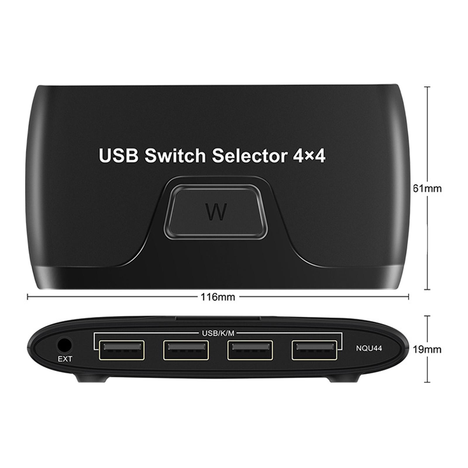 USB Switch Selector 4 Port for PC Sharing Durable Save Space for Keyboard