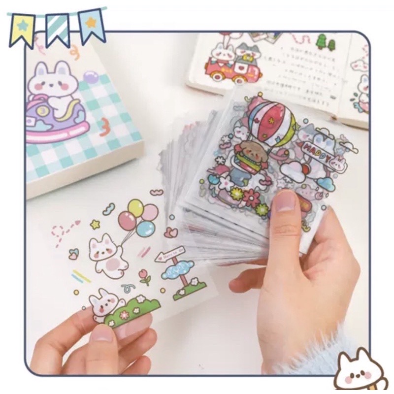 Hộp 100 tấm sticker cute Amusement Park (PVC)