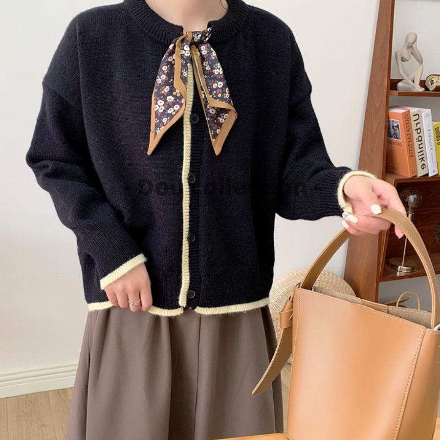 Áo Khoác Len Trơn Phối Nơ Vintage Ôm Cá Tính Phong Cách Hàn Quốc Thời Trang Thu Đông - Mã TA007