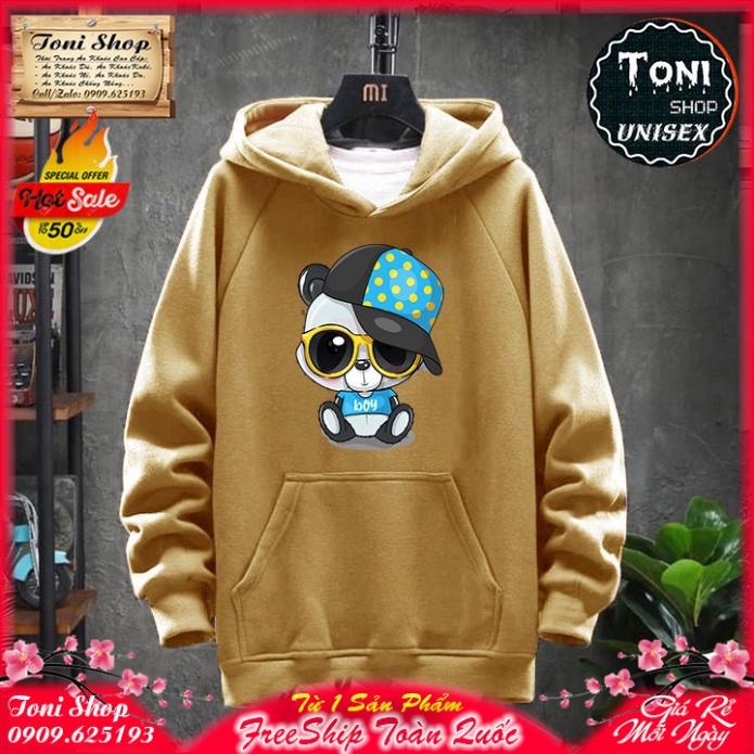 ÁO HOODIE PANDA Đeo Kiếng Đội Nón - In Pet Siêu Bền Siêu Đẹp HD6000 - Kèm Ảnh Thật TONI SHOP - NÂU CAFE,M 40-55kg