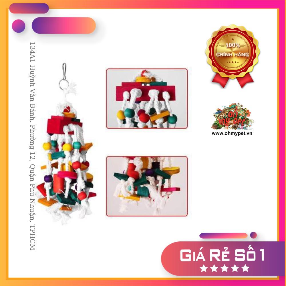 Đồ chơi bằng gỗ màu và dây thừng, ngô đồng cho chim giúp chim giảm căng thẳng