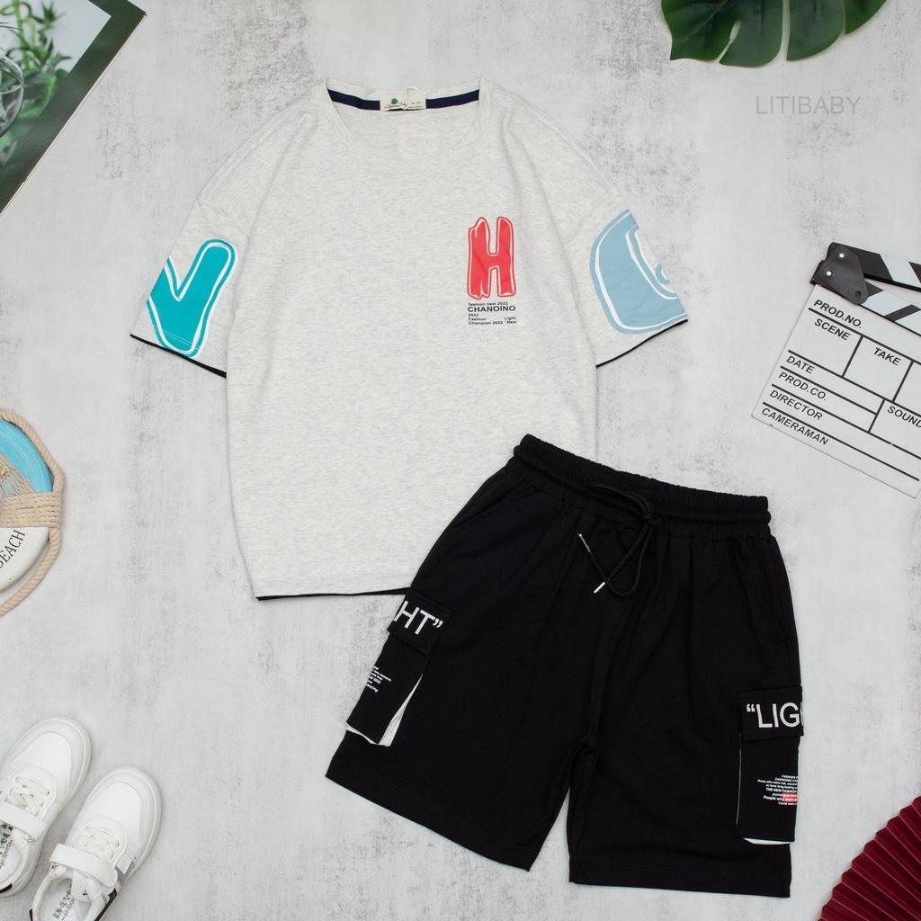 Bộ Cotton Cộc Tay Chữ H Quần Túi Hộp BCT2311 Thương Hiệu Litibaby 10/16, Dành Cho Bạn 29-52kg