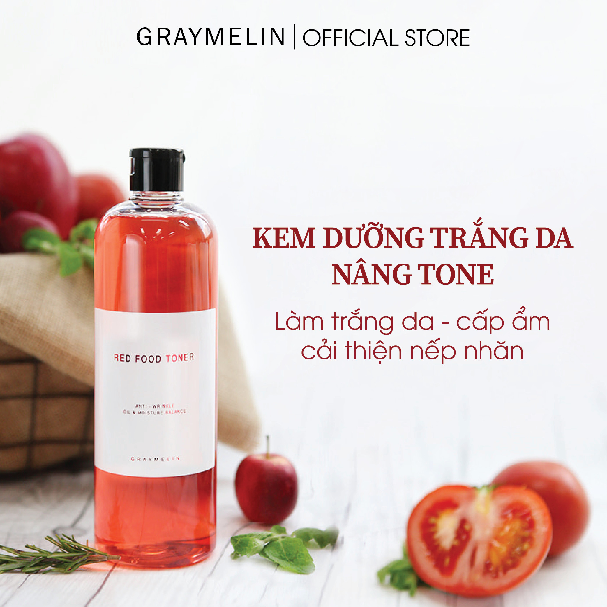 Nước hoa hồng trái cây đỏ Graymelin Red Food Toner 500ml