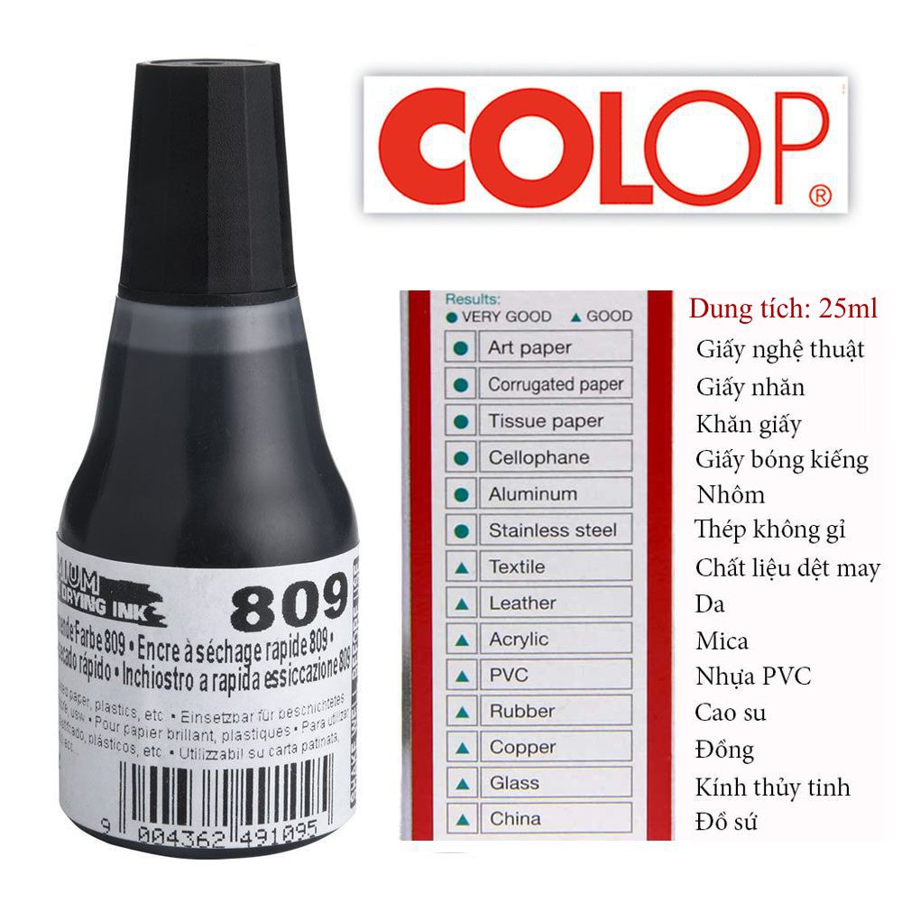 Mực Dấu Đặc Biệt Khô Nhanh Bám chắc Trên Mọi Chất Liệu COLOP 809