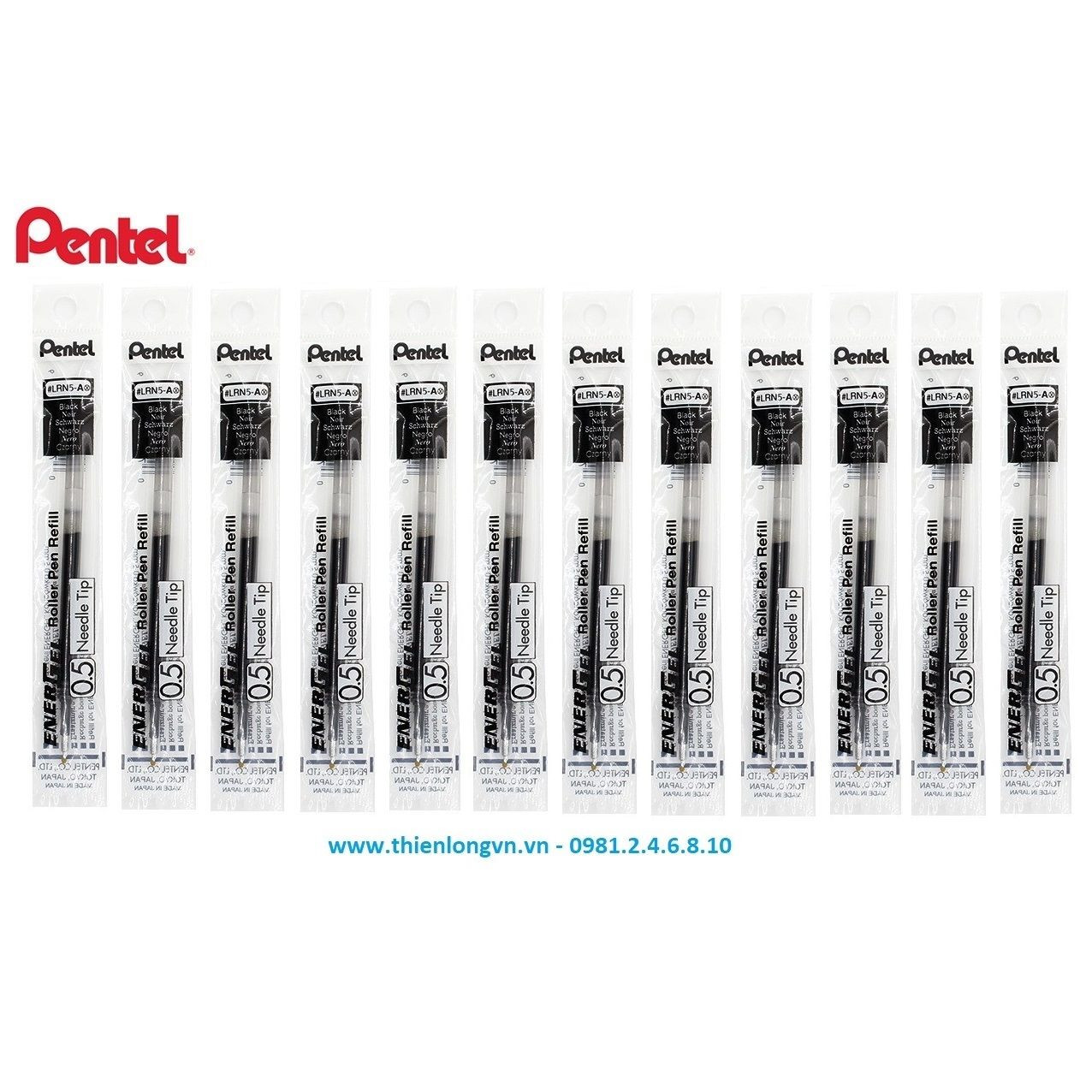 Hộp 12 Ruột bút nước energel Pentel LRN5 màu đen 0.5mm