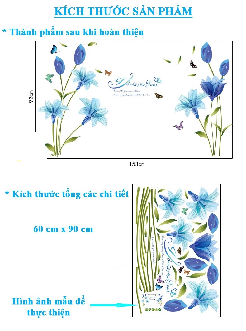 Decal dán tường hoa combo trang trí sang trọng dán được kính , gỗ