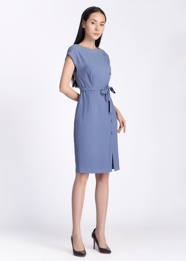 Đầm A Nẹp Trước De Leah - Xanh Dương
