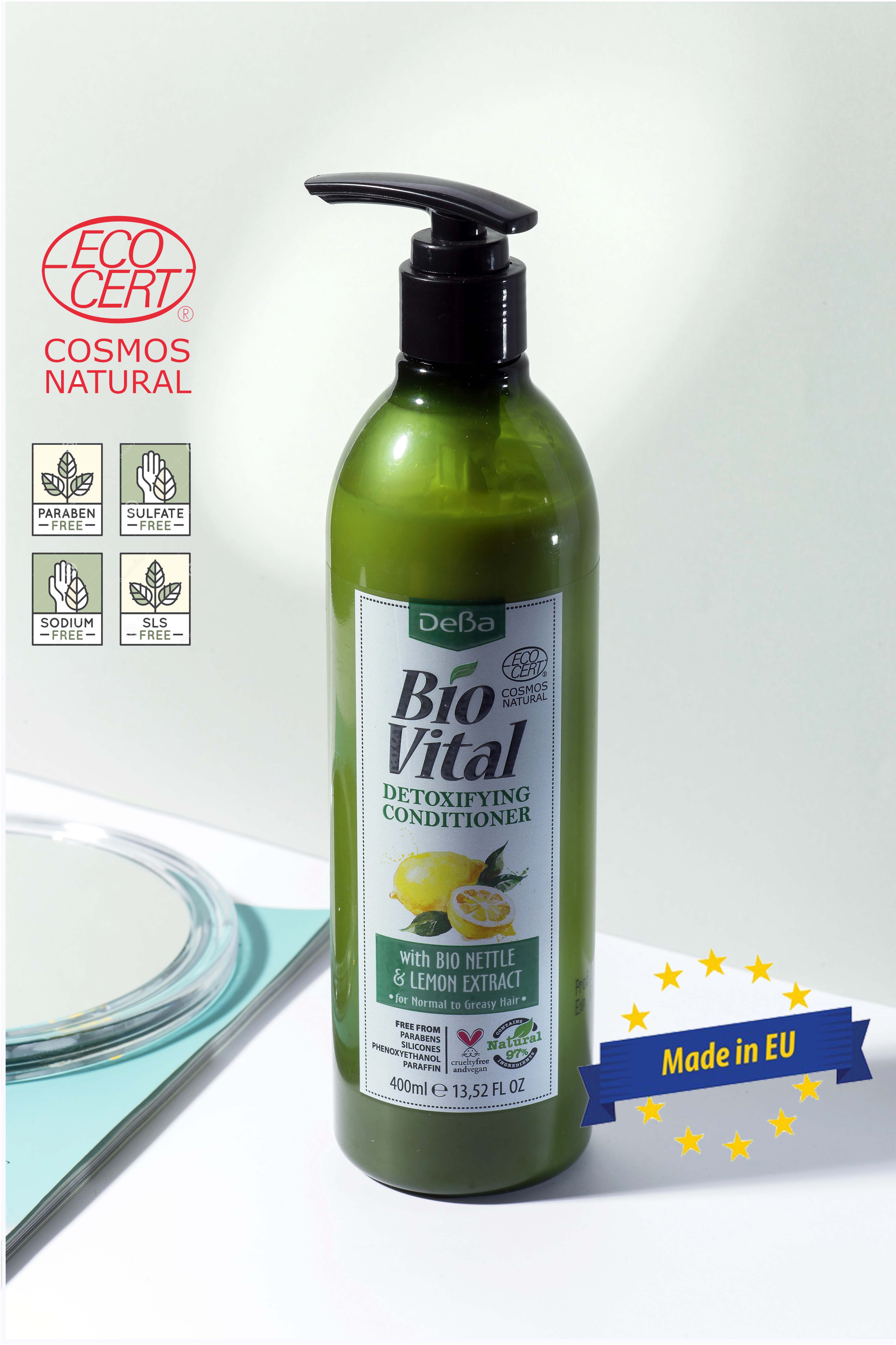 Dầu Xả Thải Độc Cho Tóc Dầu Deba Bio Vital Nettle &amp; Lemon