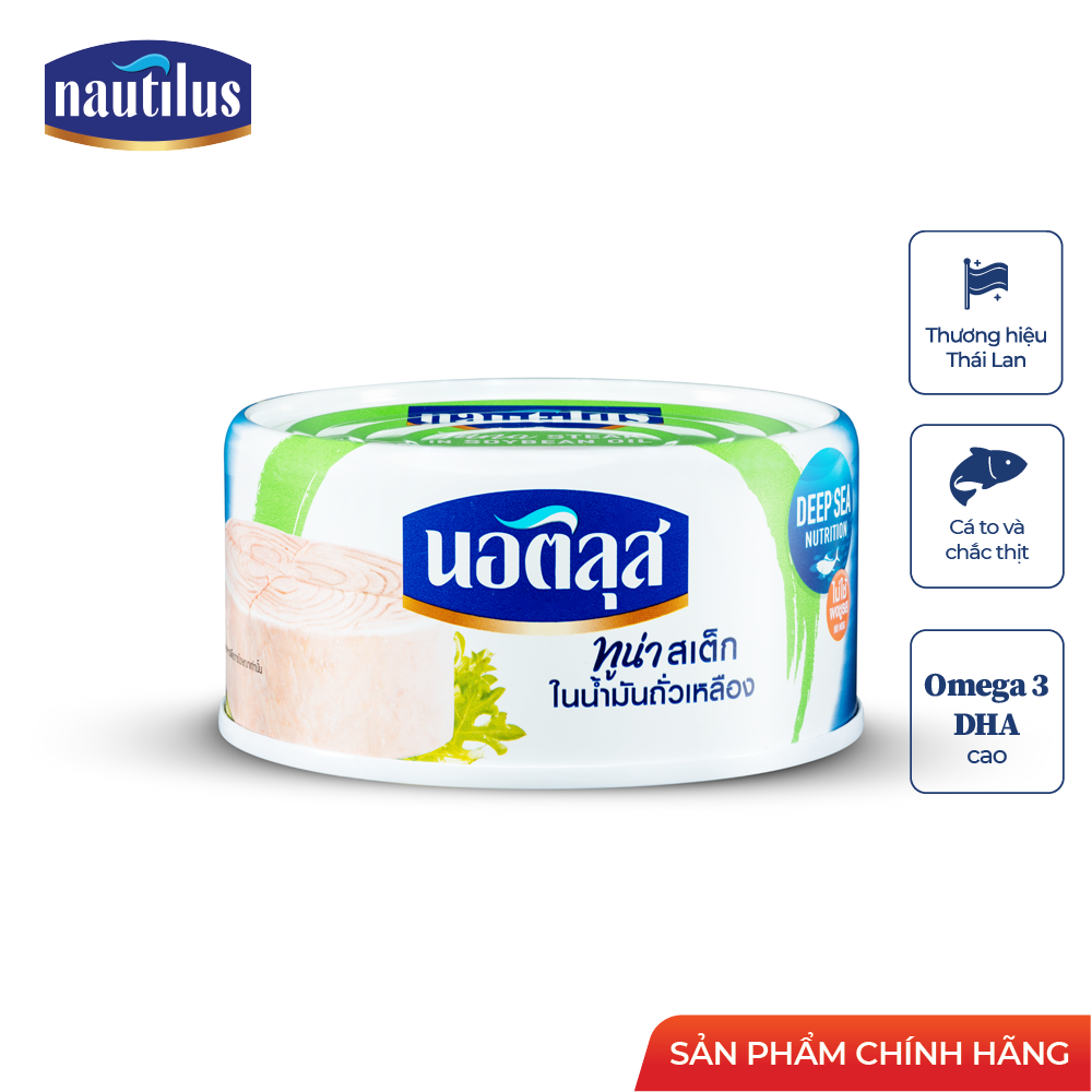 Combo 8 lon Cá Ngừ Nautilus xắt khúc ngâm dầu đậu nành (NK Thái Lan)