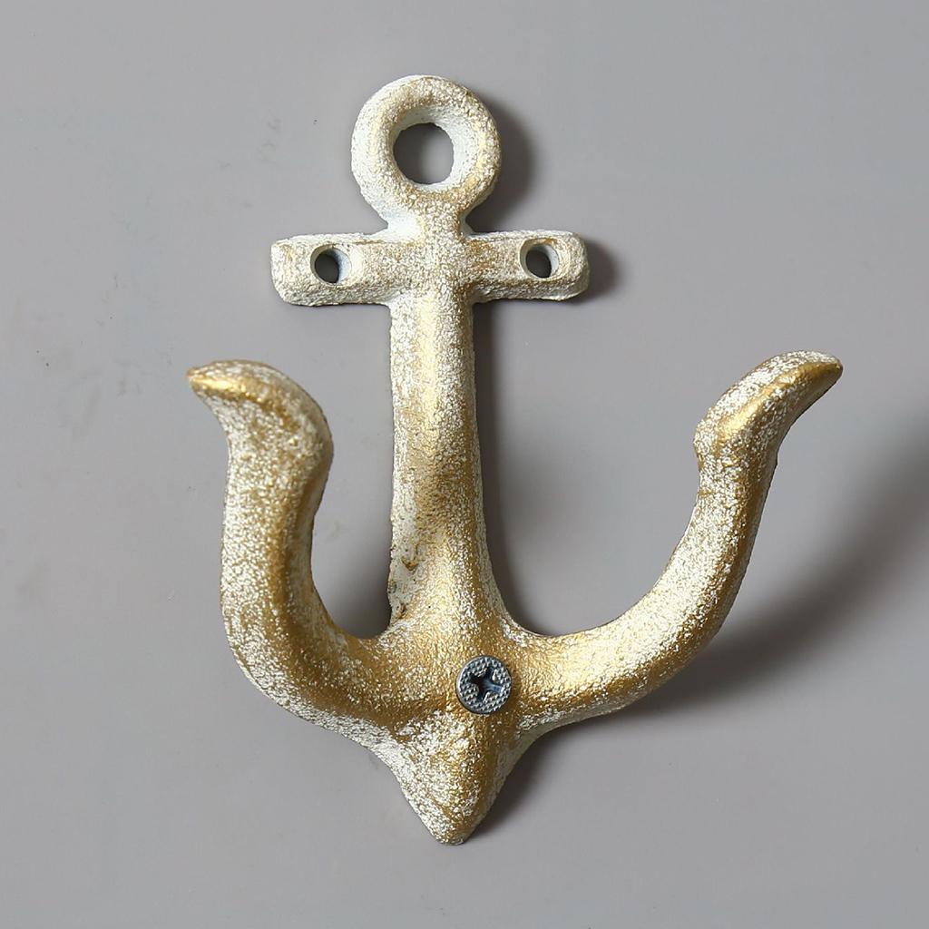 4x Wall Hook Heavy Duty Rack Hanger White Wall Mounted Vintage Anchor Shape
