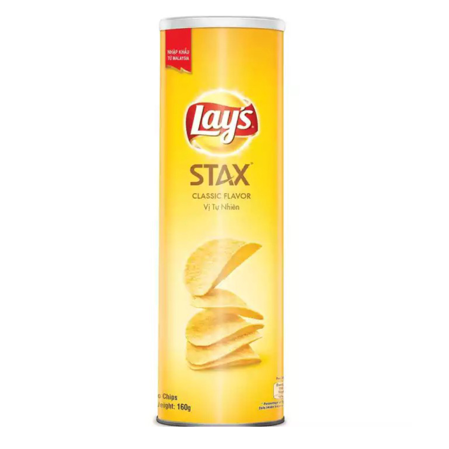 Snack khoai tây Lay's Stax vị tự nhiên classic 160g