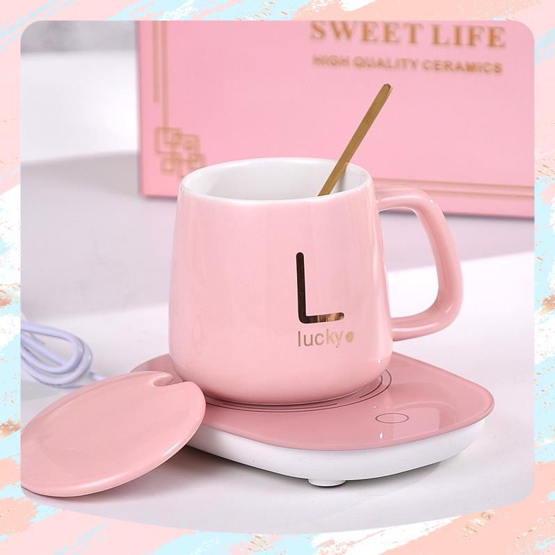 MÁY HÂM NÓNG SỮA CAFE CHÁO KÈM CỐC SỨ VÀ THÌA SIÊU SANG TIỆN LỢI