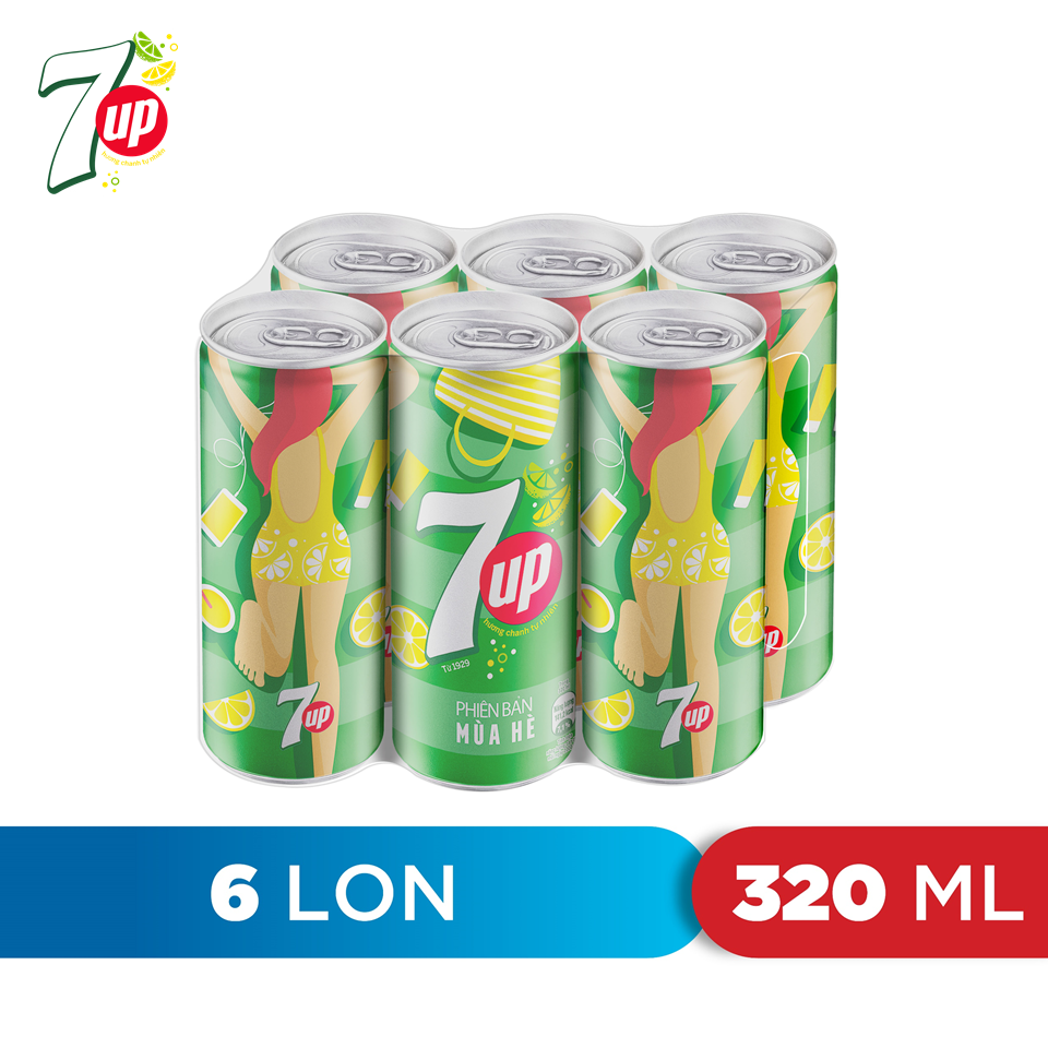 Lốc 6 Lon Nước Ngọt Có Gaz 7Up (320ml/lon)